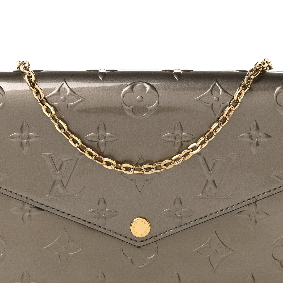 Vernis Felicie Pochette Chain Wallet Champagne Metallise