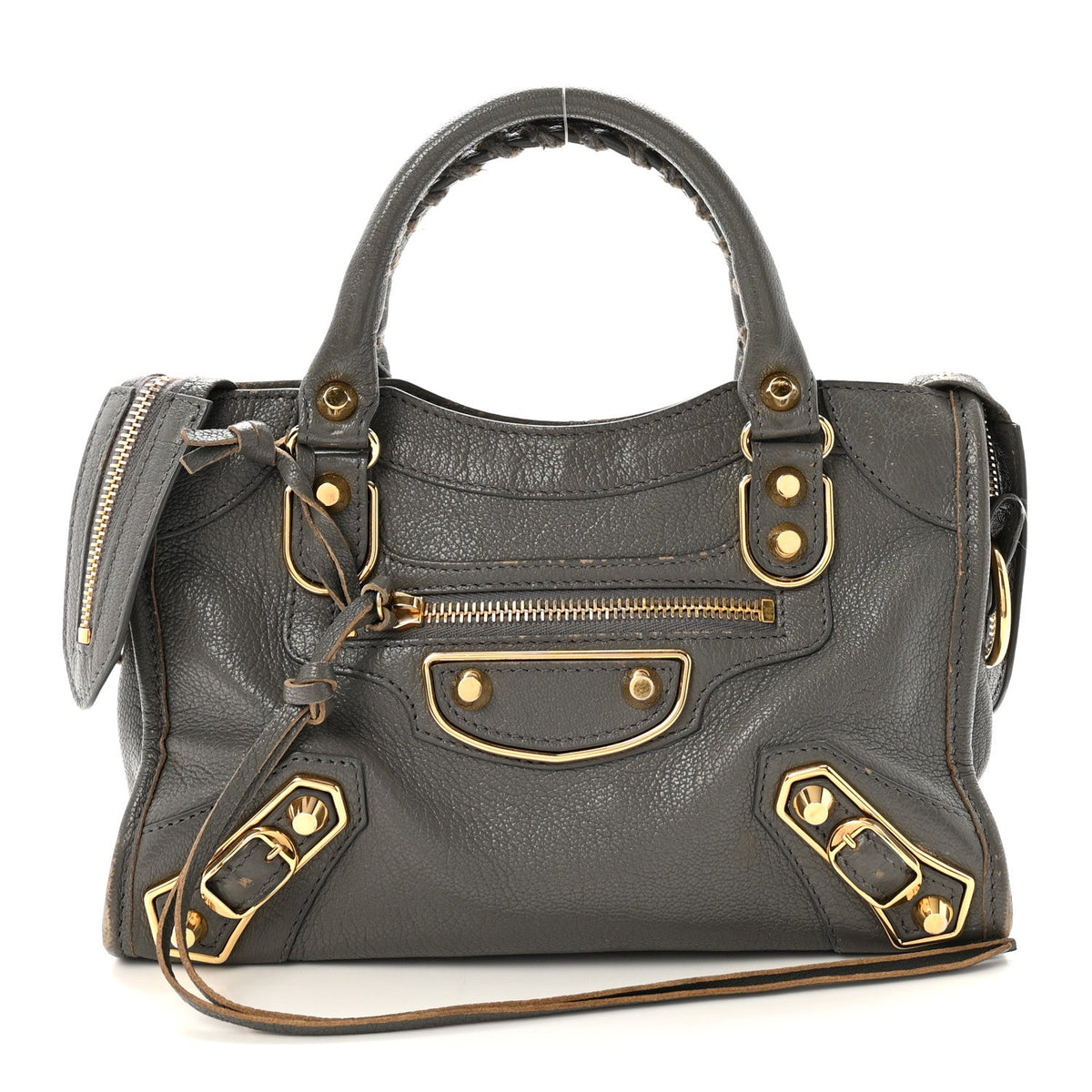 Chevre Gold Metallic Edge Hardware Mini City Gris Acier