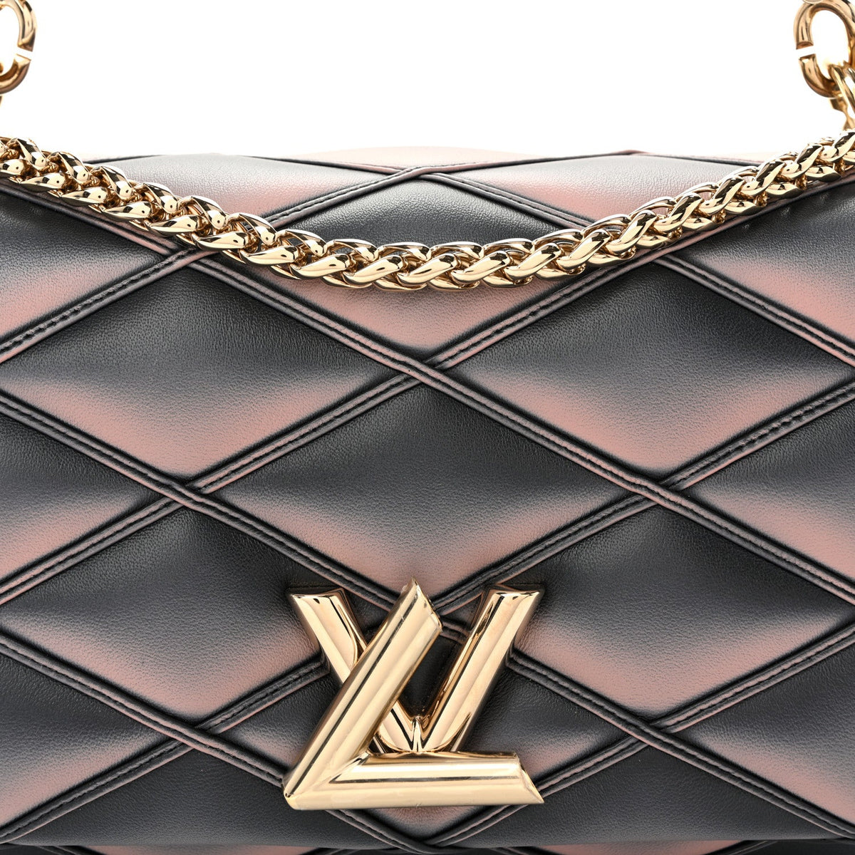 Lambskin Malletage Top Handle GO-14 MM Black Pink