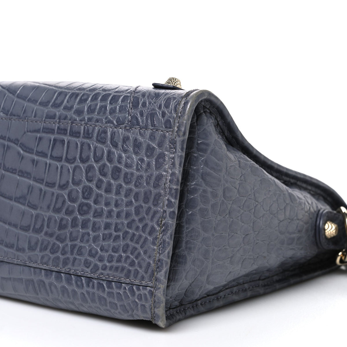 Calfskin Crocodile Embossed Giant 12 Gold Hardware City Gris Beton