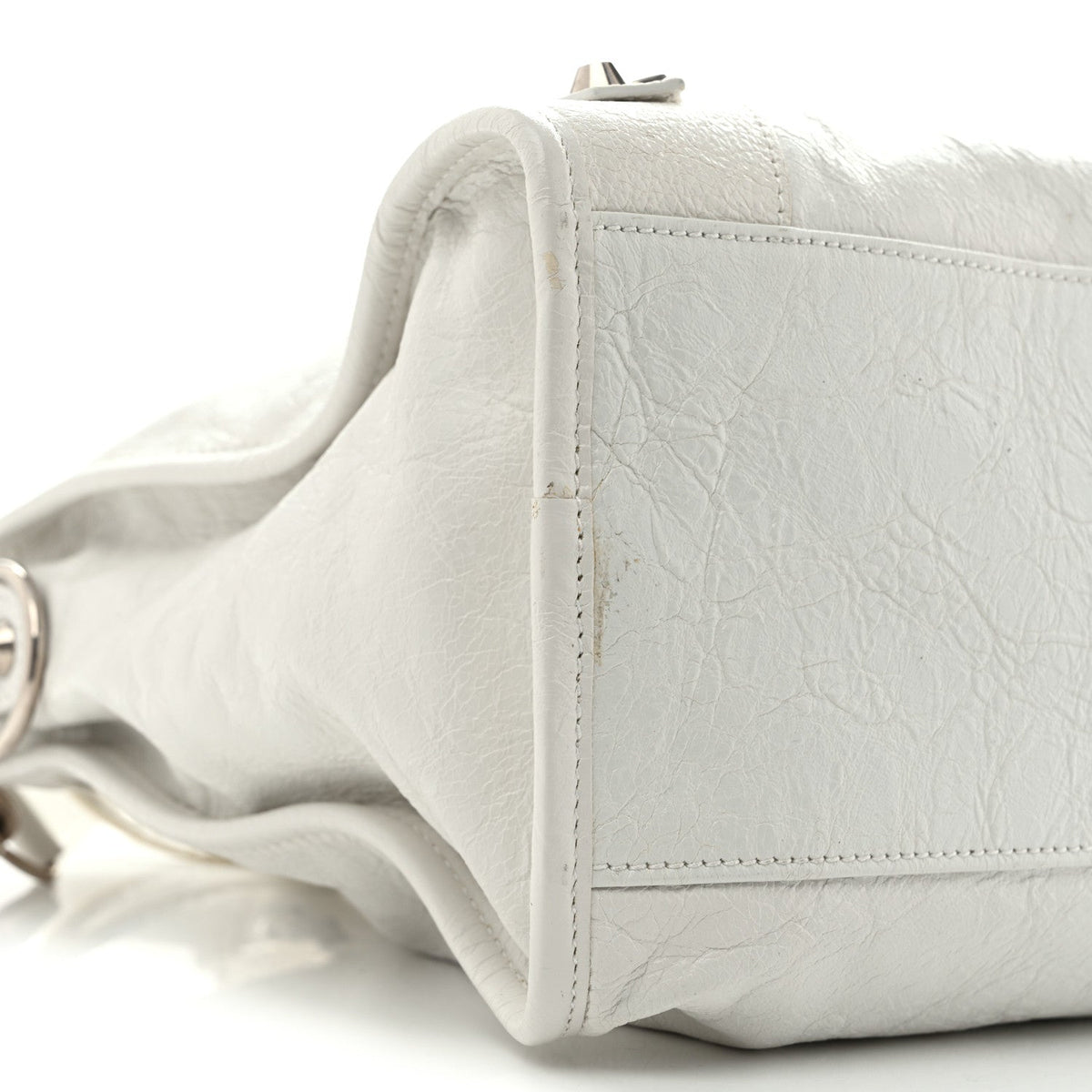 Agneau Arena Silver Hardware Medium Le City Optic White