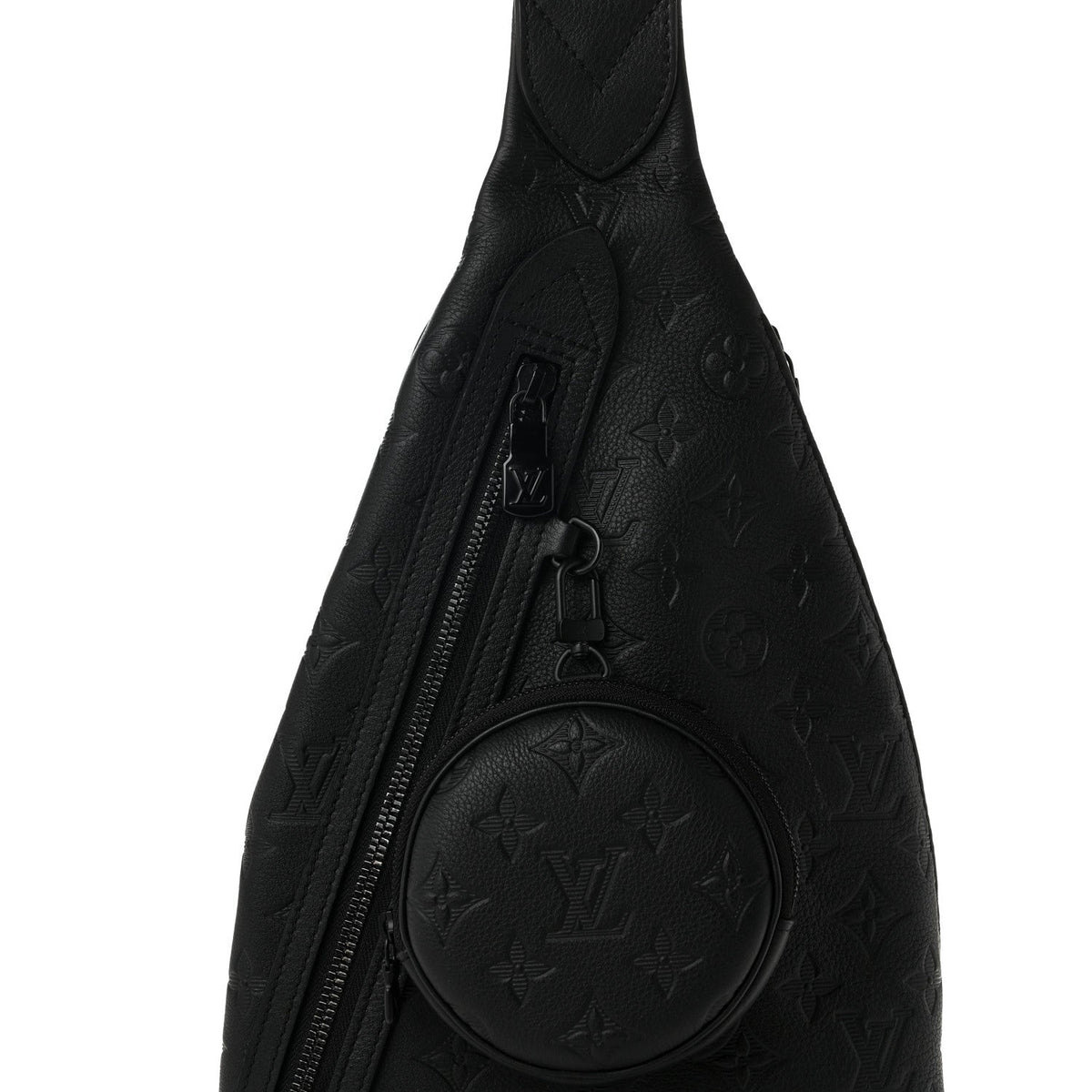 Calfskin Shadow Monogram Duo Slingbag Black