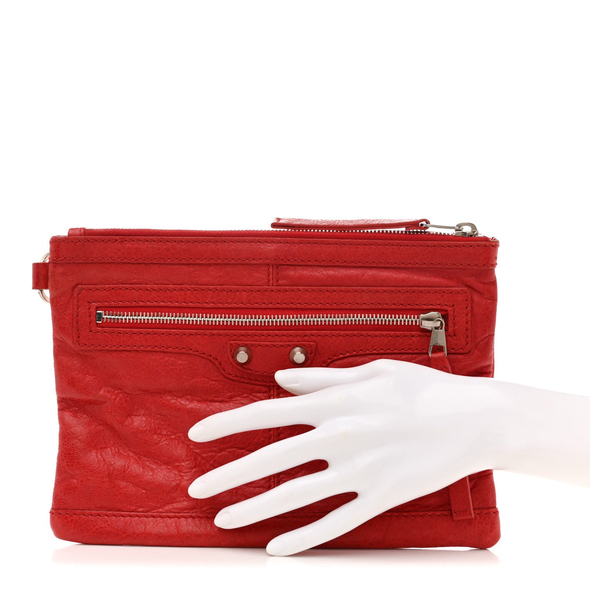 Agneau Arena Classic Hardware Small Clip Rouge Coquelicot