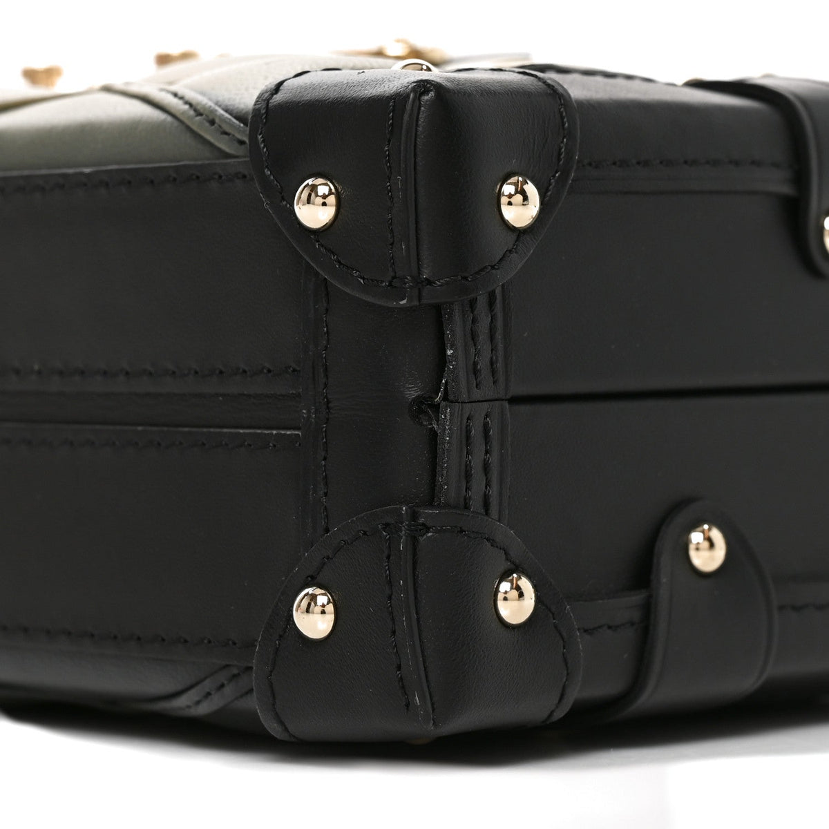 Lambskin Malletage Petite Malle Black Beige