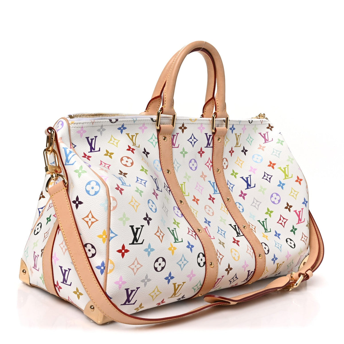 LV X TM Monogram Multicolor Keepall Bandouliere 45 White
