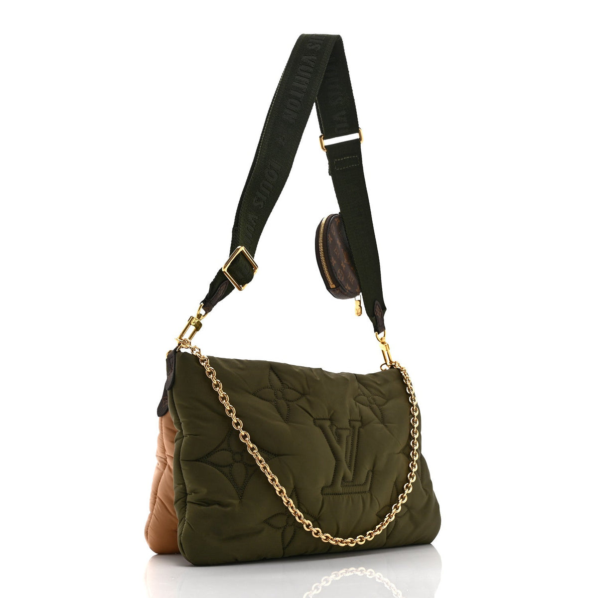 Econyl Monogram Pillow Maxi Multi Pochette Accessories Kaki Beige