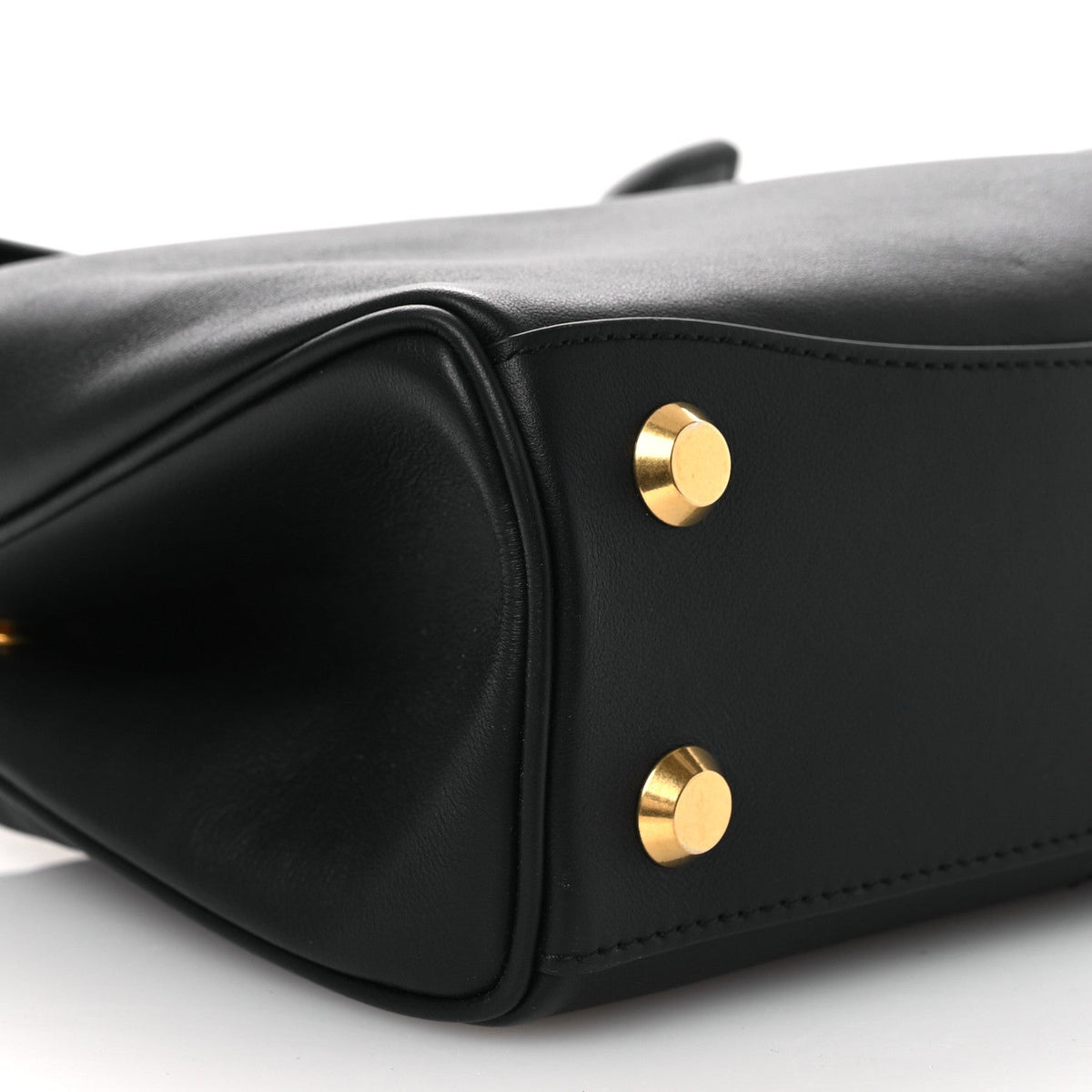 Natural Smooth Calfskin Mini Rodeo Top Handle Handbag Black
