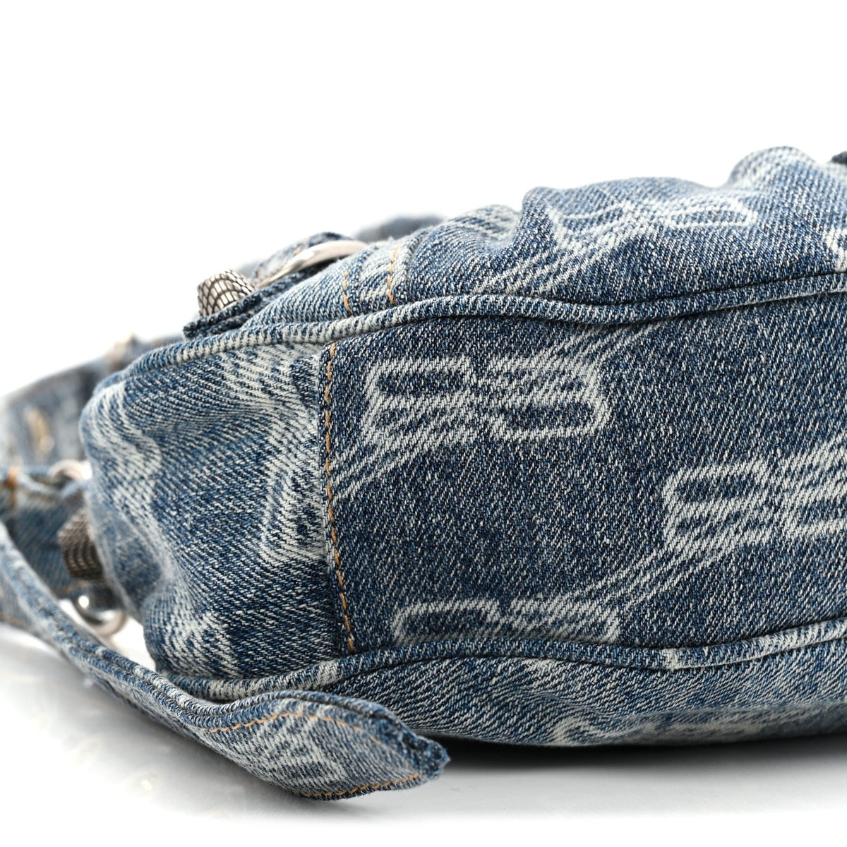 Denim BB Monogram Le Cagole Shoulder Bag XS Blue