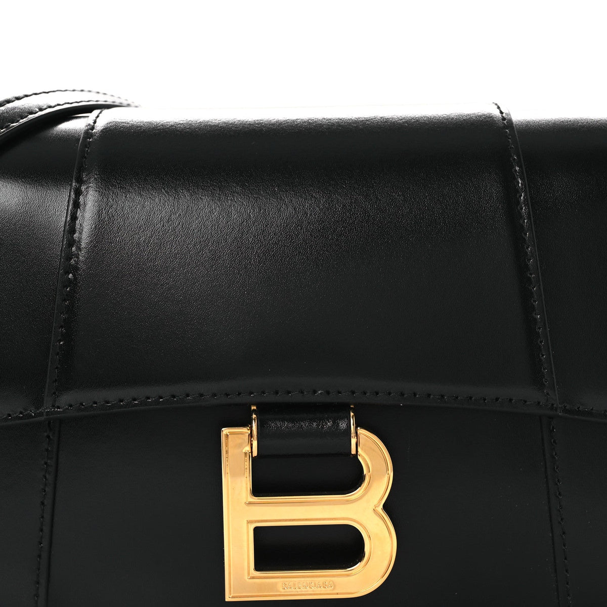 Natural Smooth Calfskin Small Hourglass Sling Bag Black