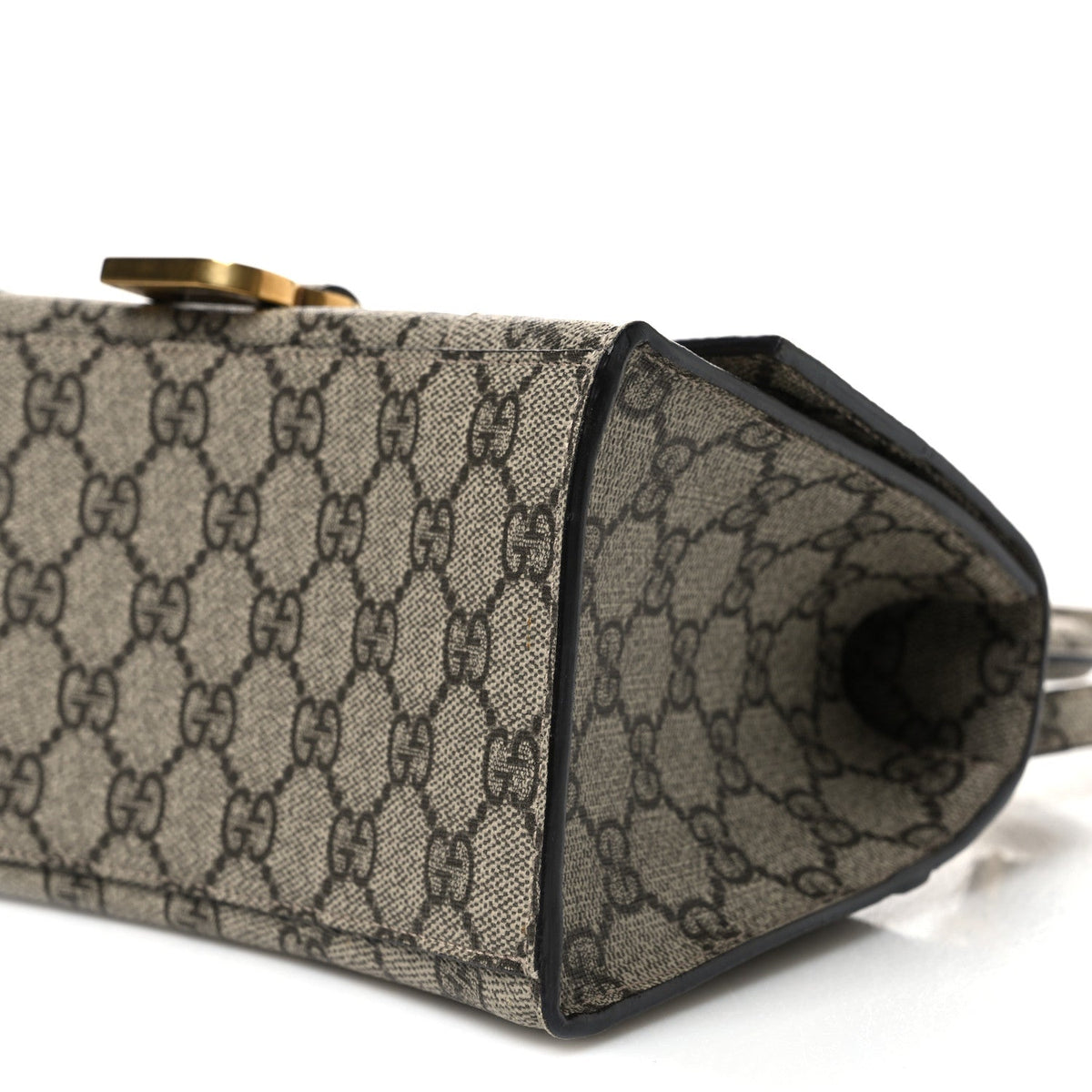 X GUCCI GG Supreme Monogram Small Hourglass Top Handle Bag Beige Ebony