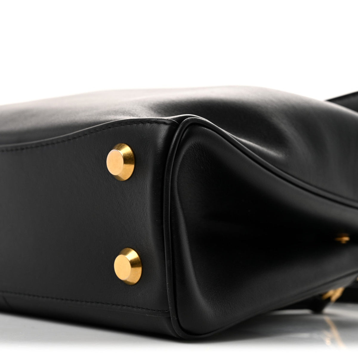 Natural Smooth Calfskin Mini Rodeo Top Handle Handbag Black