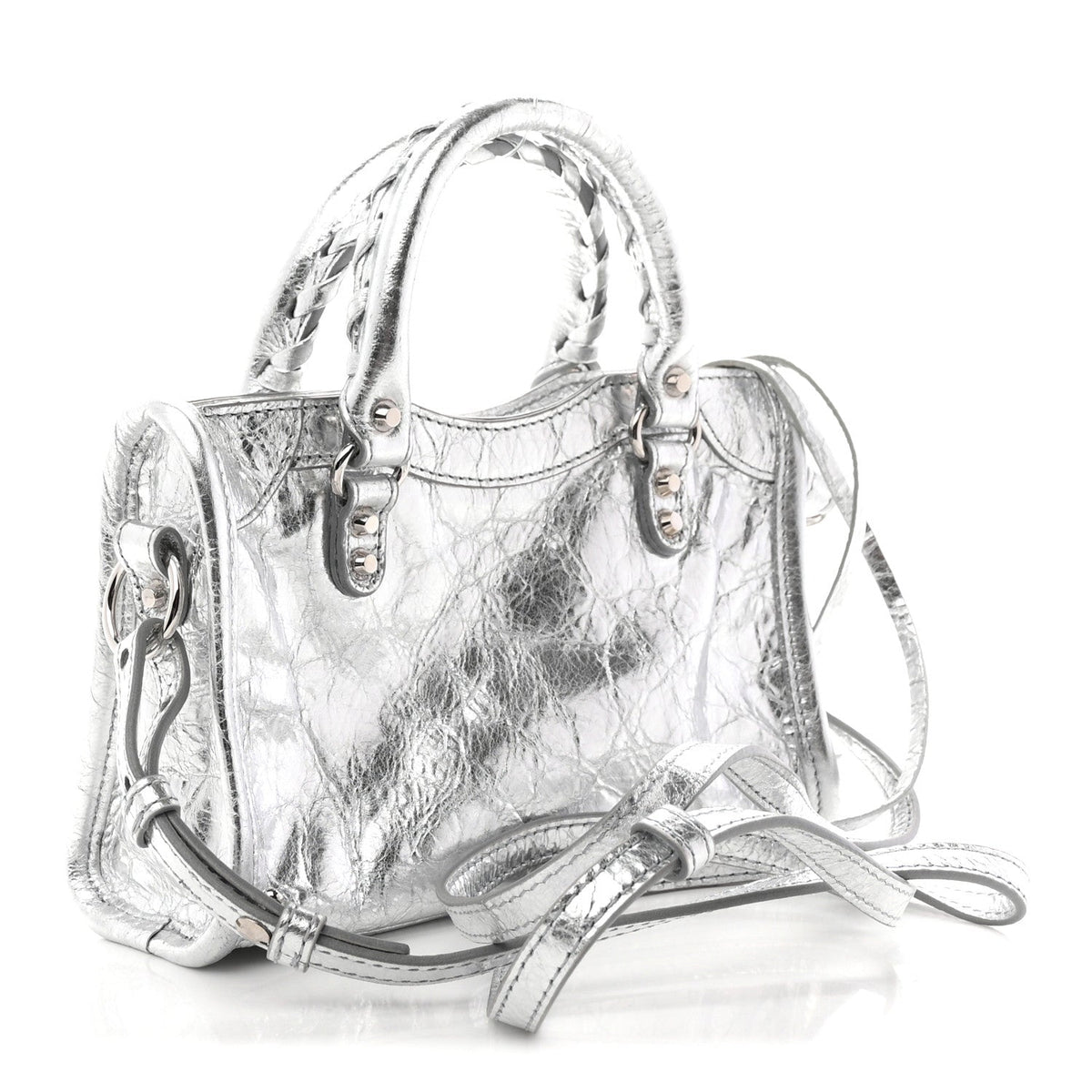 Metallized Arena Lambskin Classic Hardware Nano Le City Silver
