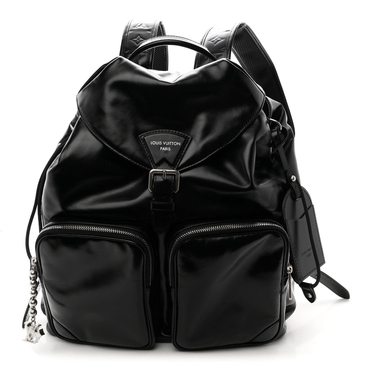Shiny Calfskin Montsouris Cargo Backpack Black