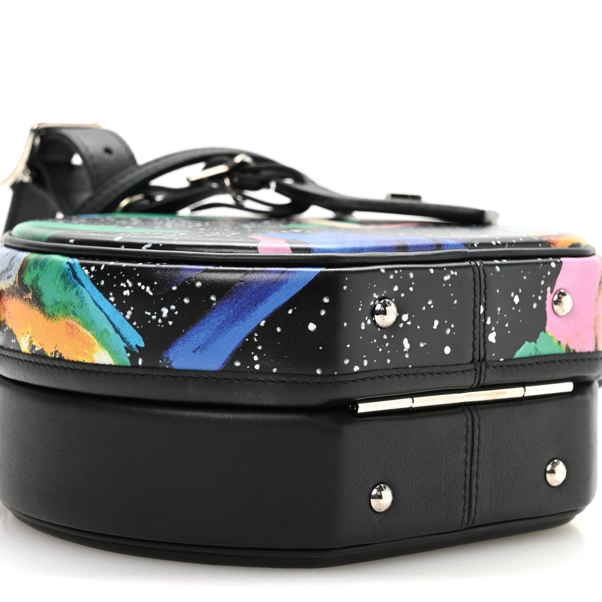Calfskin Splash Print Petite Boite Chapeau Black