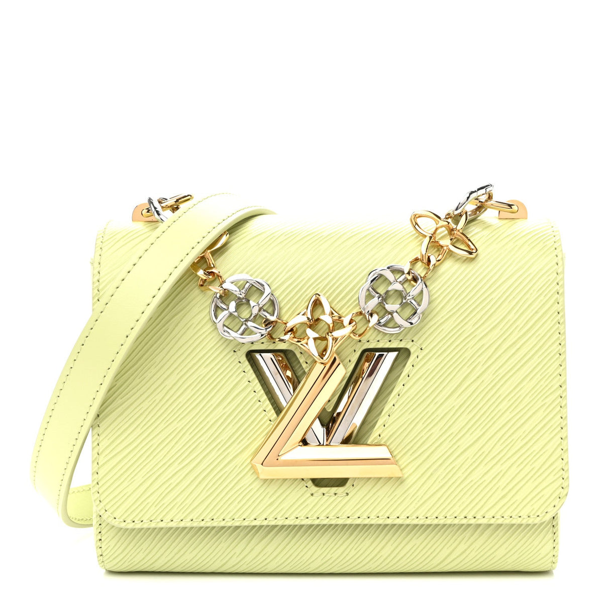 Epi Twist Flowers Chain Shoulder Bag Mini Light Green