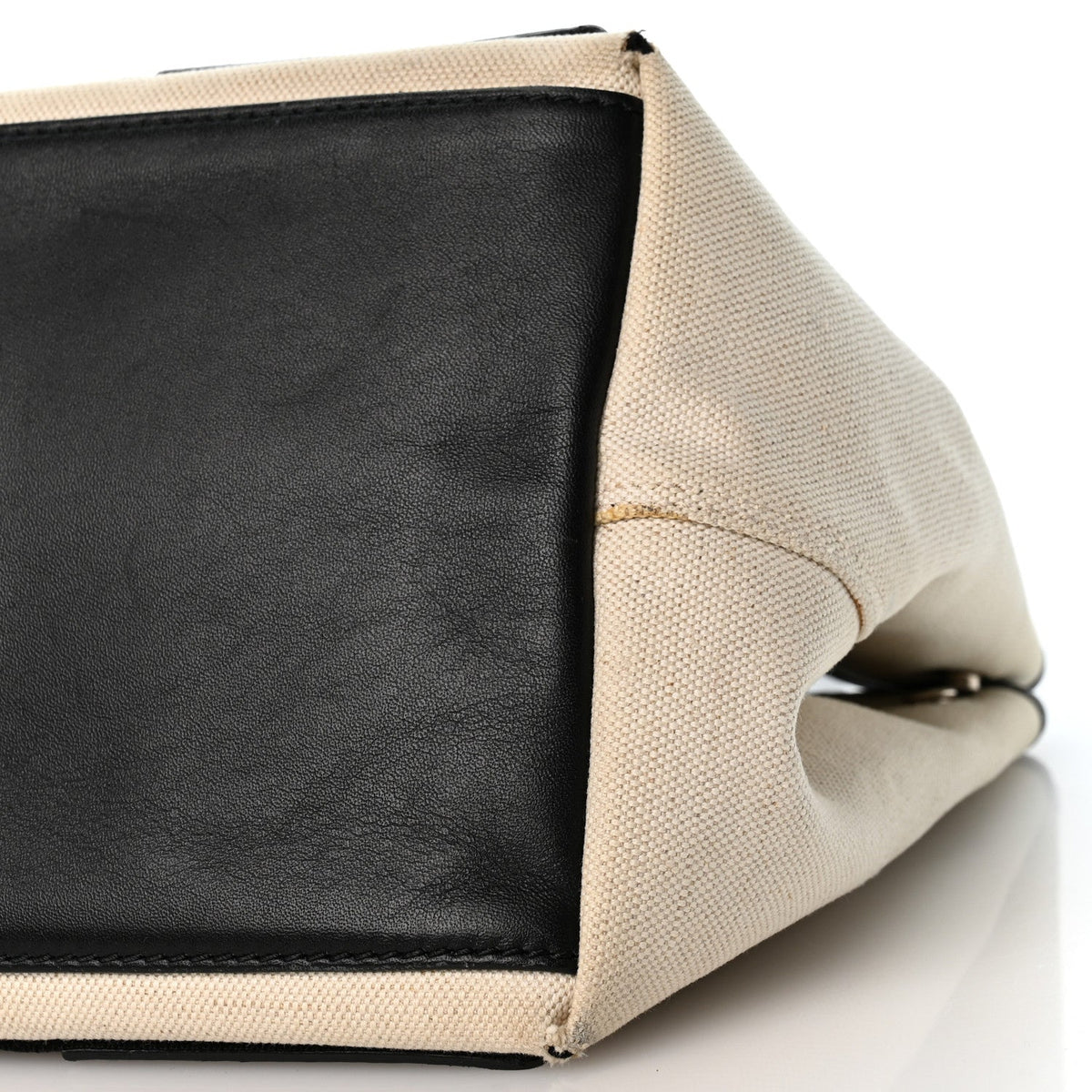 Cotton Canvas Satin Calfskin S Navy Cabas Natural Black
