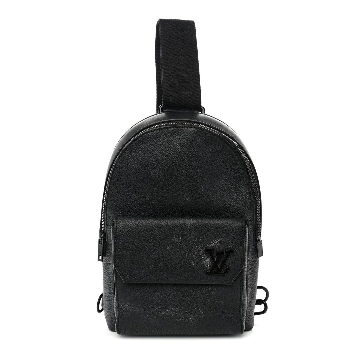 Grained Cowhide Aerogram Pilot Slingbag Black