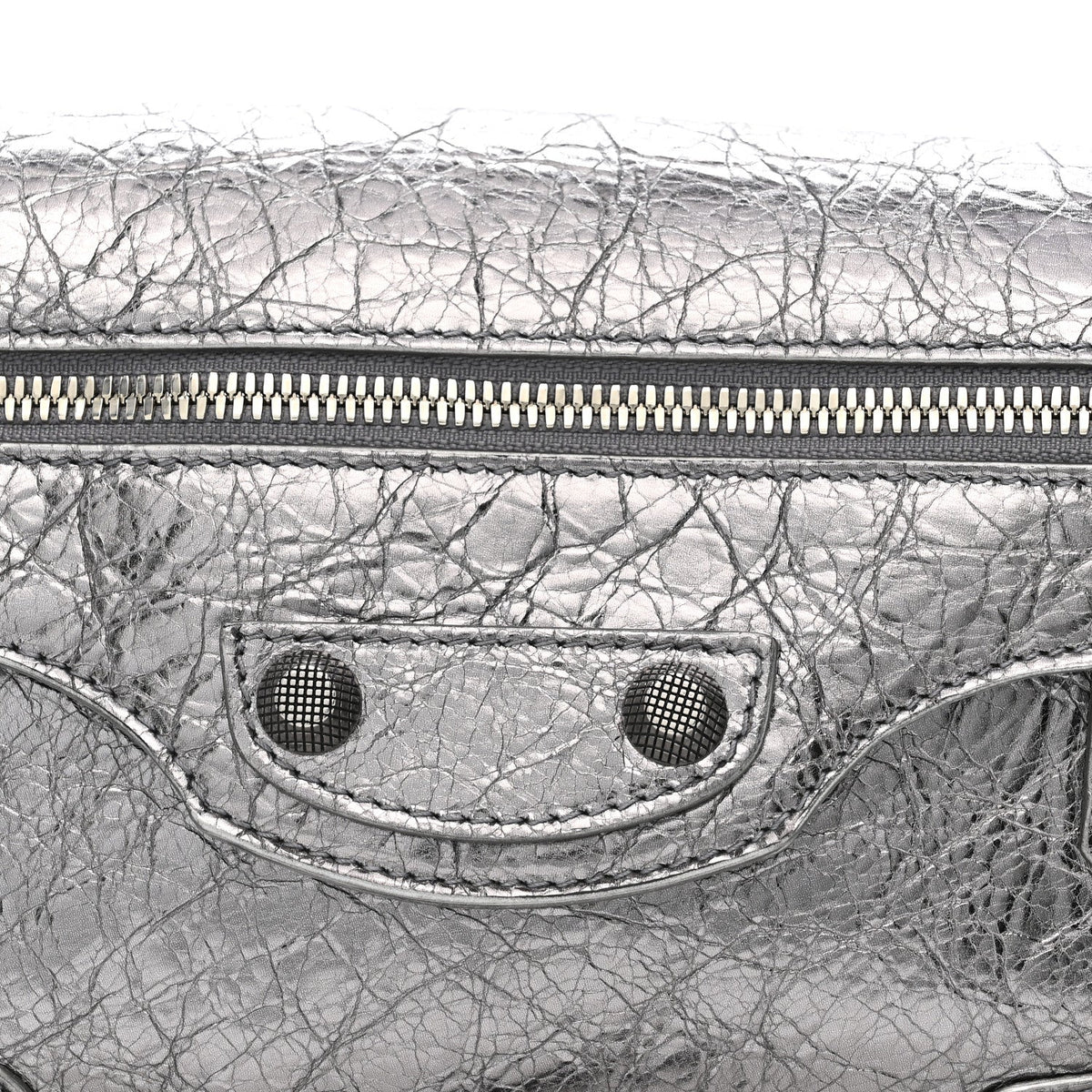 Metallic Agneau Arena Small Le Cagole Sling Bag Silver