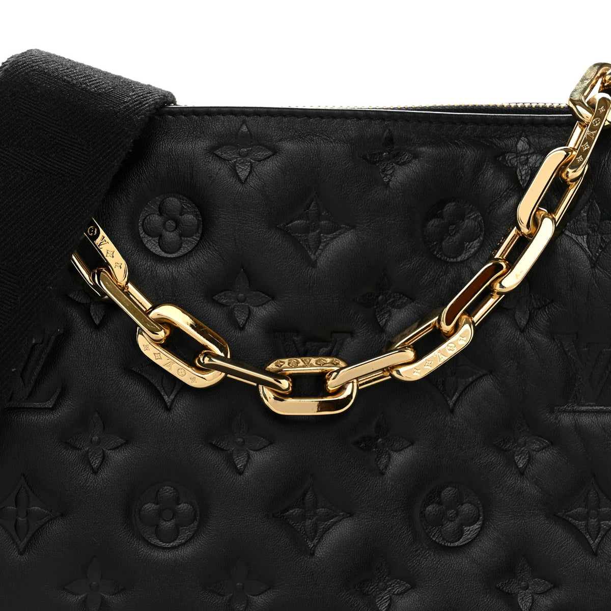 Lambskin Embossed Monogram Coussin PM Black