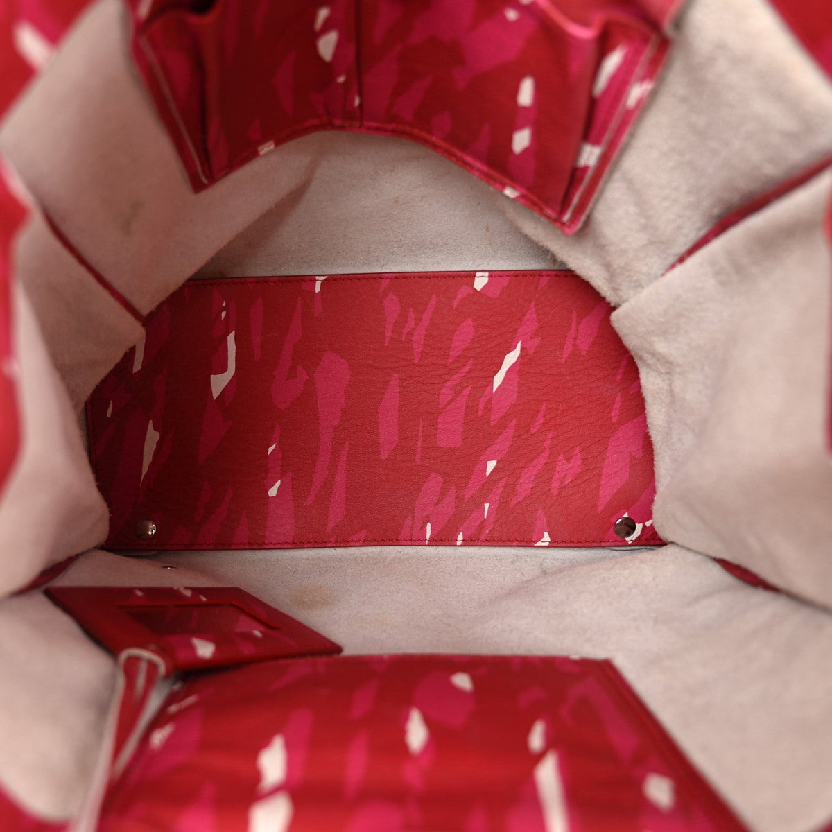 Supple Calfskin Printed Papier A5 Zip Around Tote Red Pink White