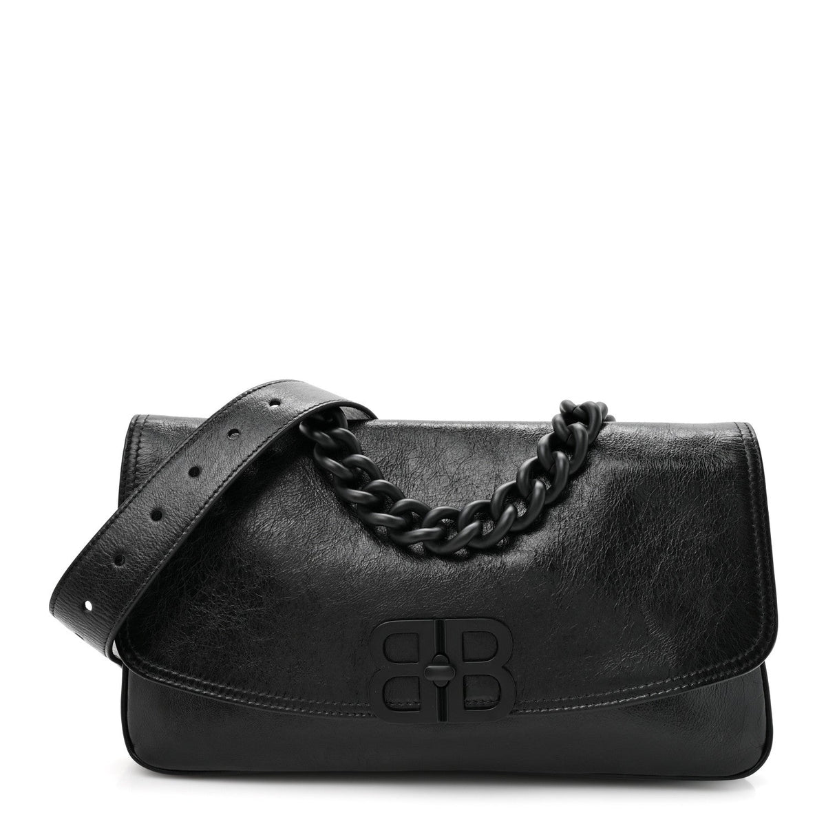Calfskin Medium BB Soft Flap Bag Black
