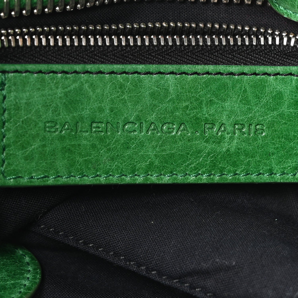 Chevre Satin Giant 21 Silver Hardware City Green Floral