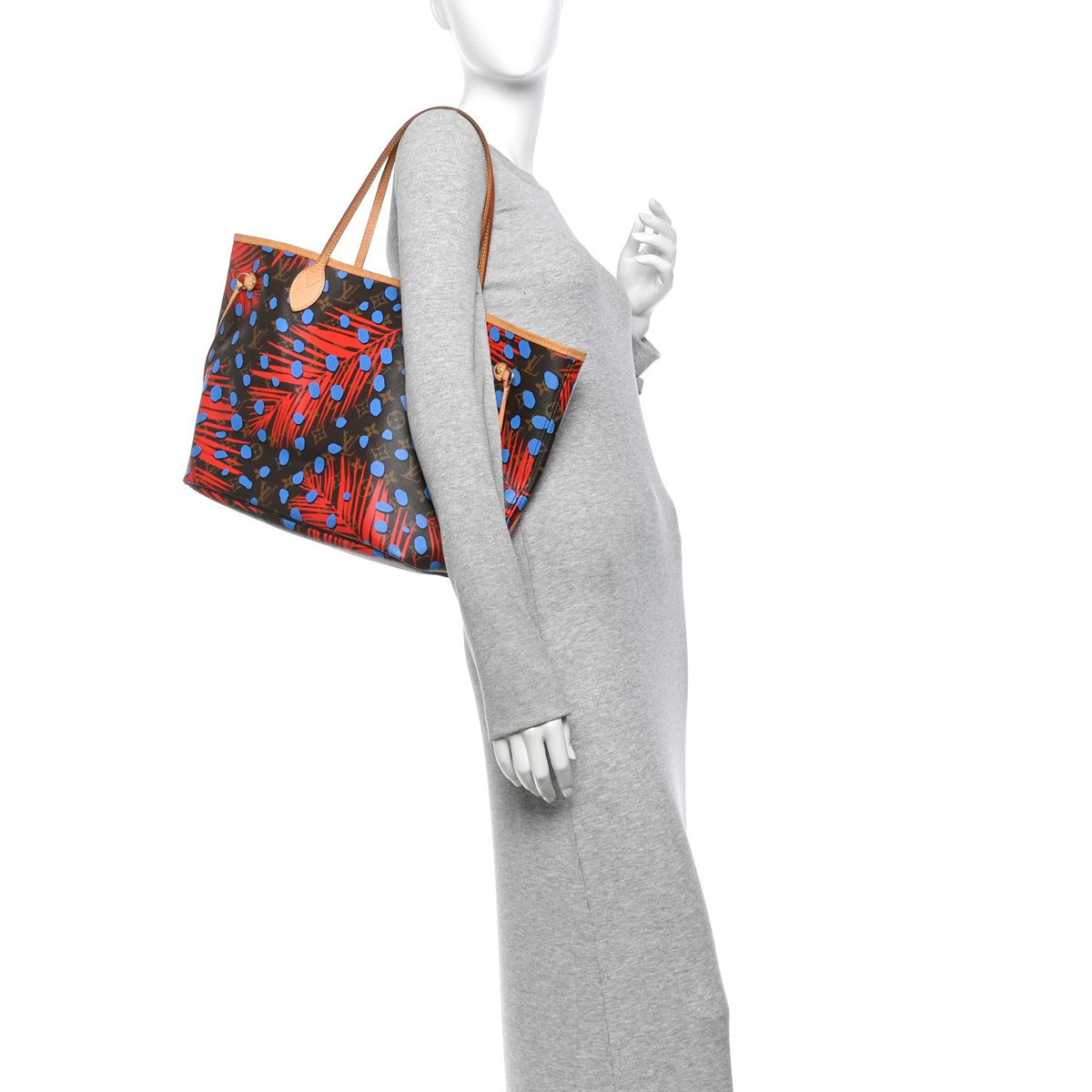 Monogram Jungle Dots Neo Neverfull MM Coquelicot Denim