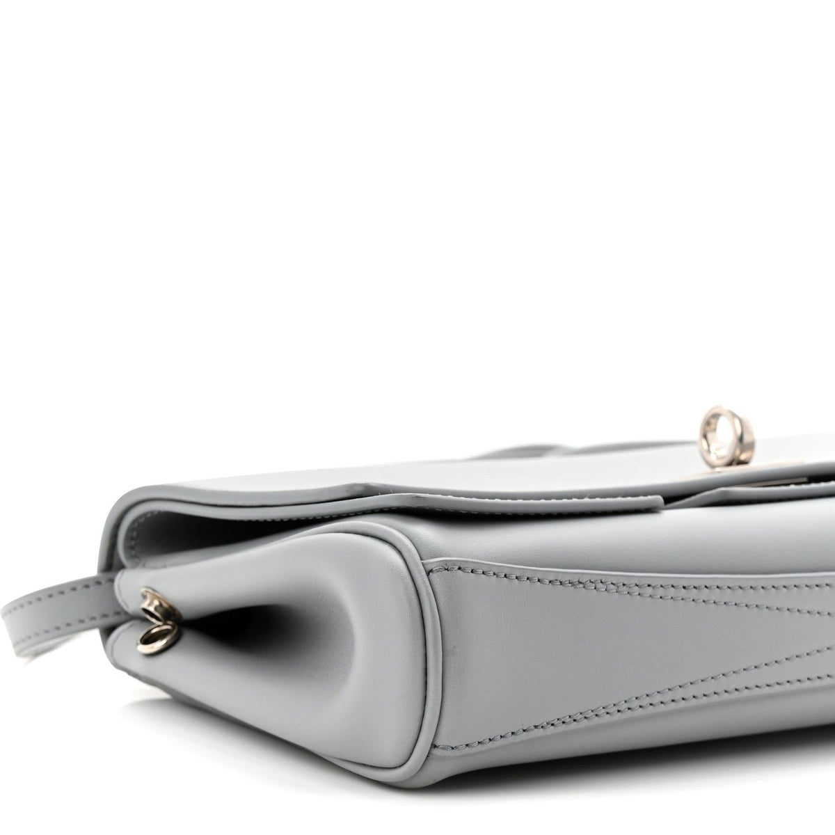 Smooth Calfskin Small Bel Air Clutch On Strap Cloud Grey