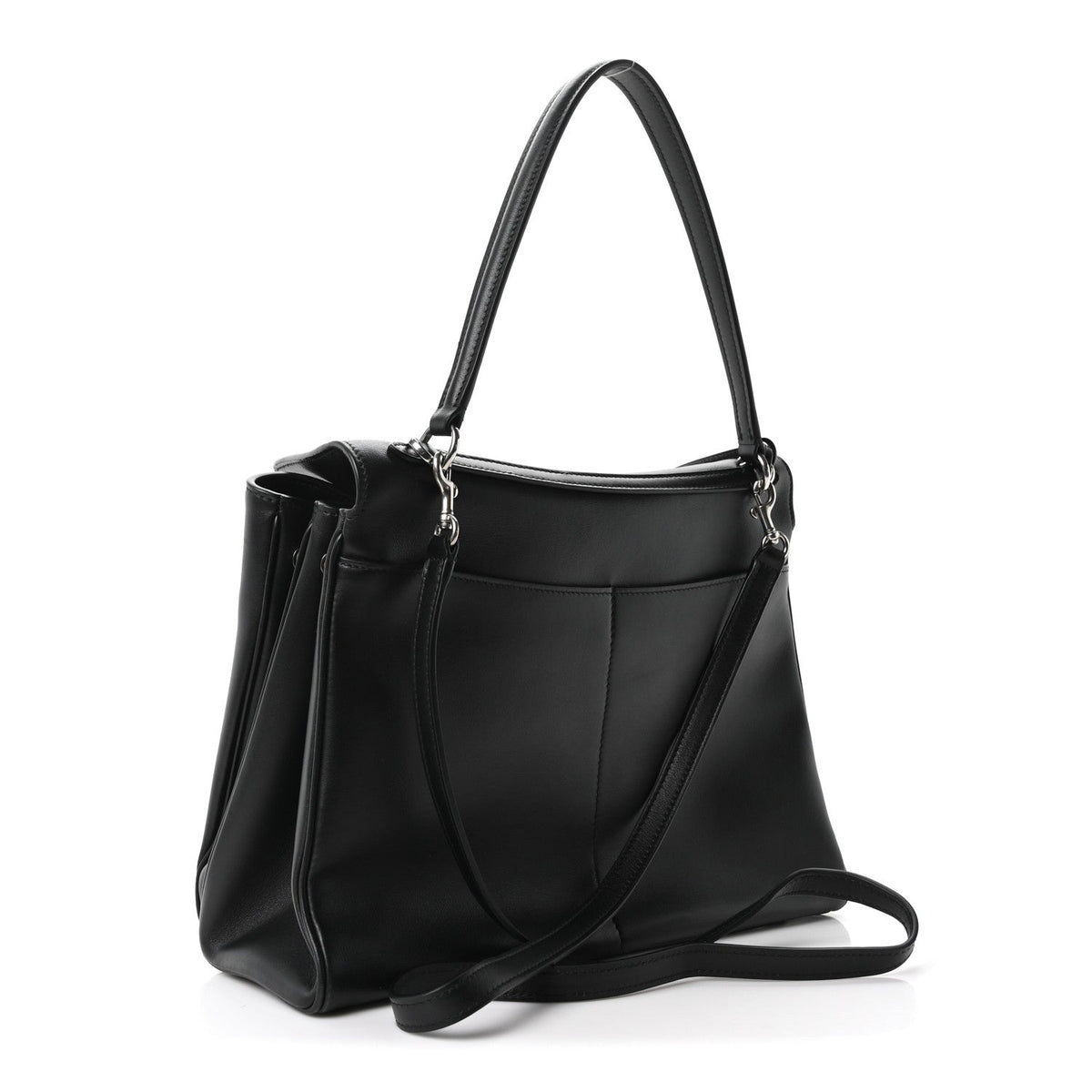 Natural Smooth Calfskin Medium Rodeo Top Handle Handbag Black