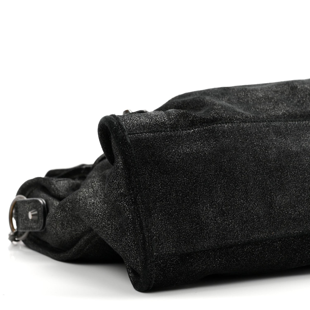 Metallic Craquele Calfskin Classic Hardware City Black