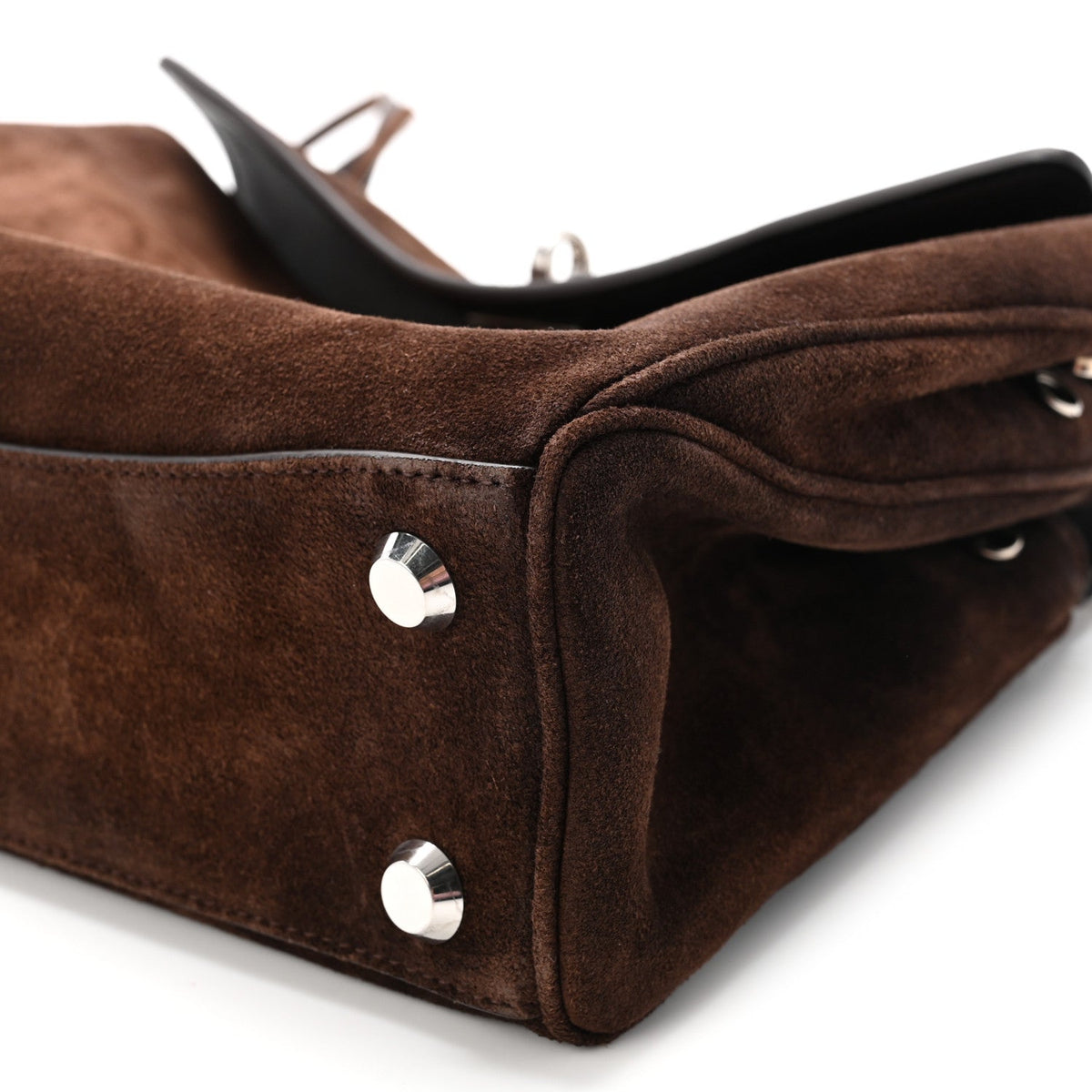 Waxed Suede Small Rodeo Top Handle Handbag Light Espresso
