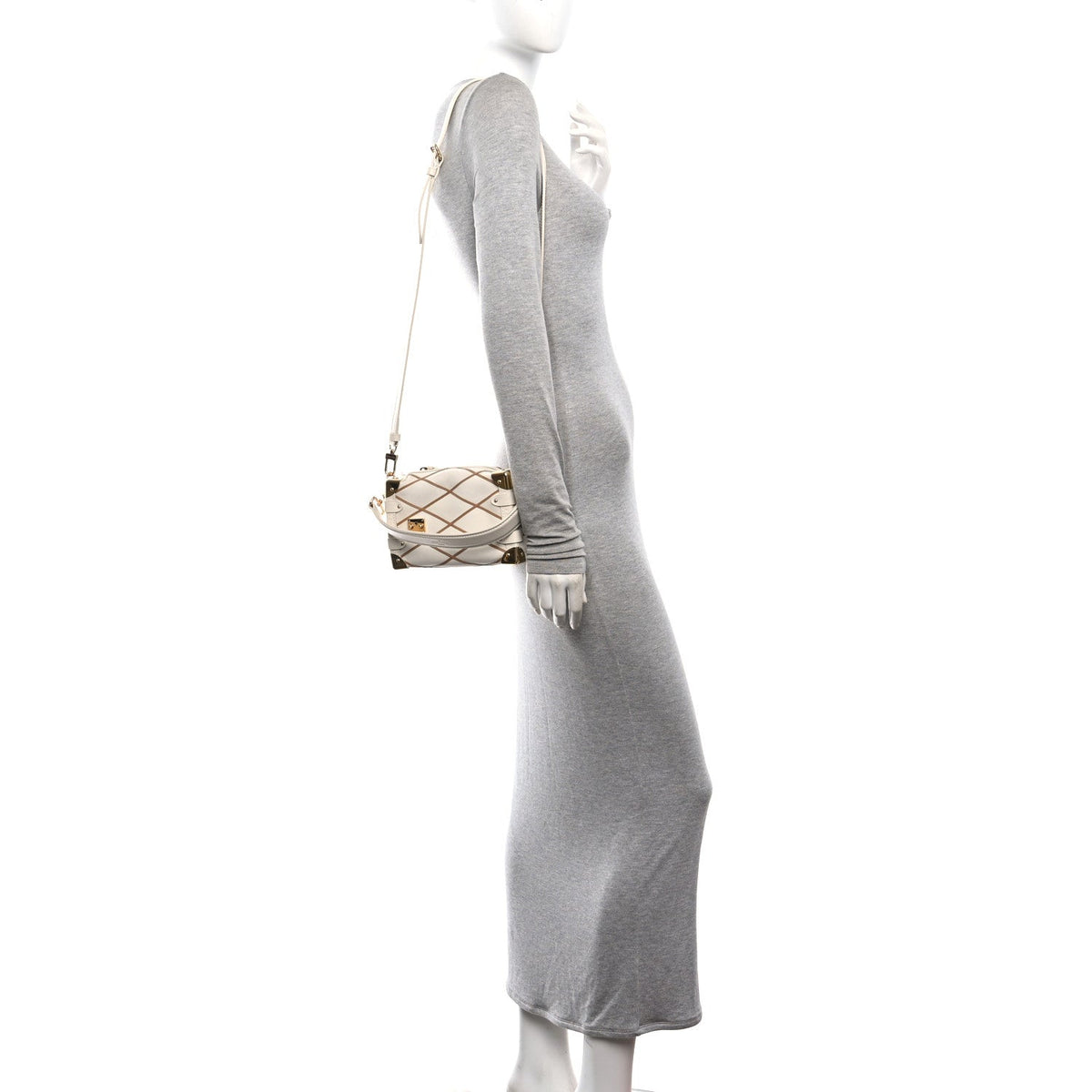 Lambskin Malletage Side Trunk PM Creme Noisette