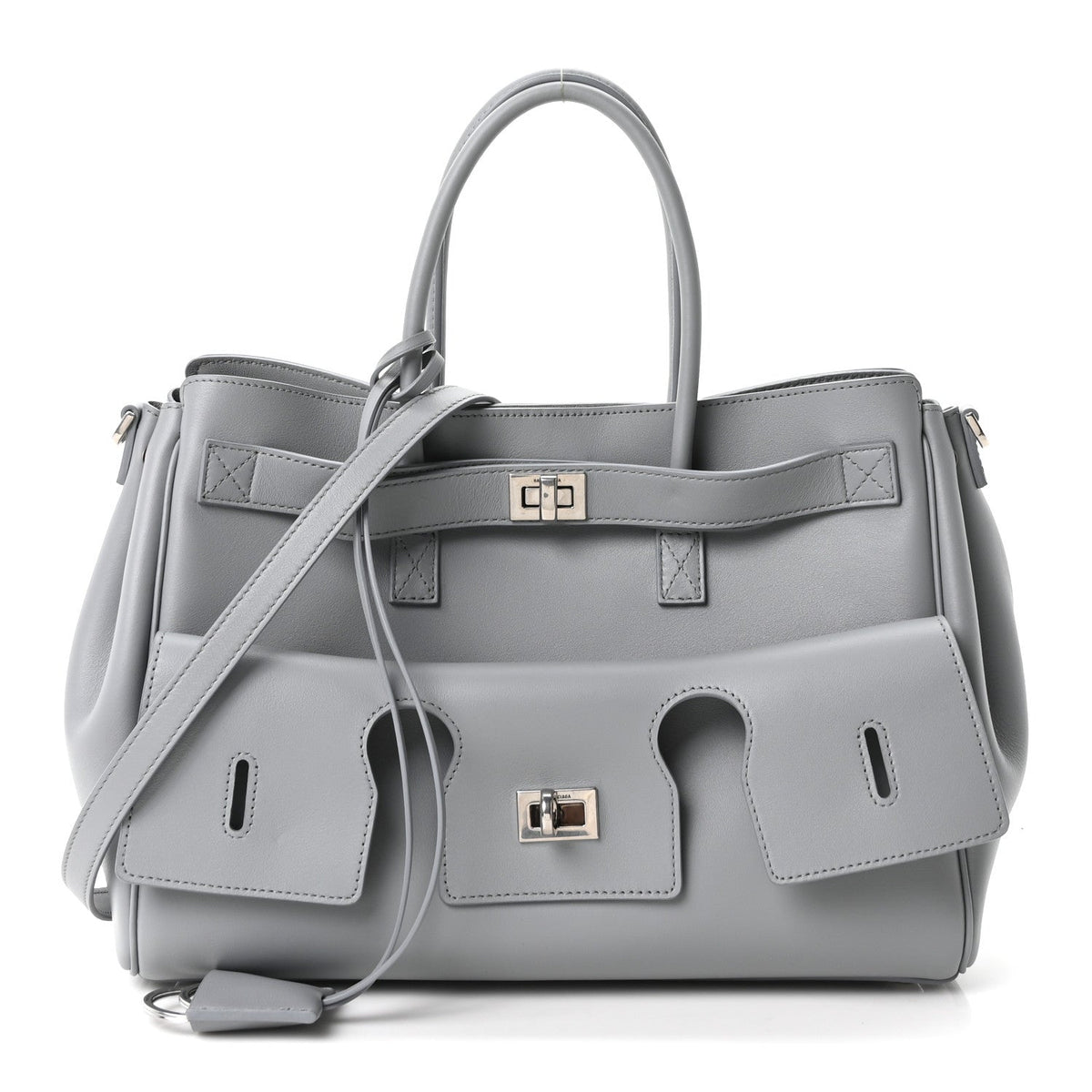 Smooth Calfskin Small Bel Air Carry All Bag Cloud Grey
