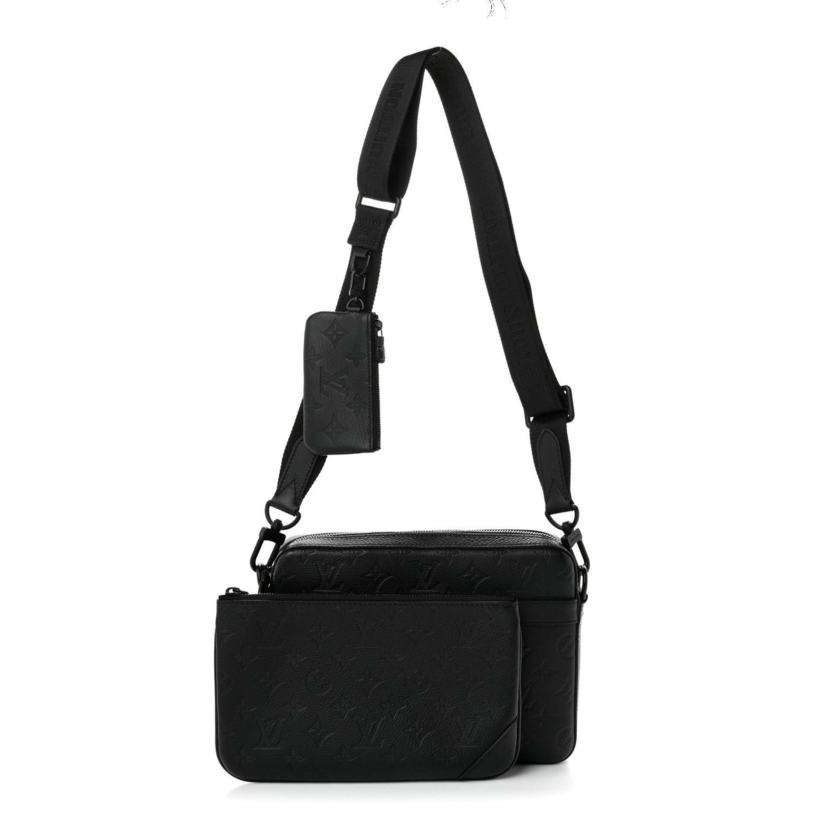 Calfskin Monogram Shadow Trio Messenger Black