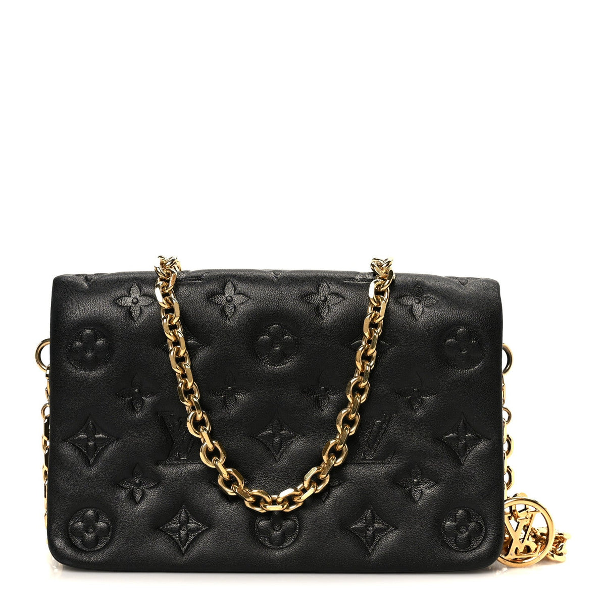 Lambskin Embossed Monogram Pochette Coussin Black