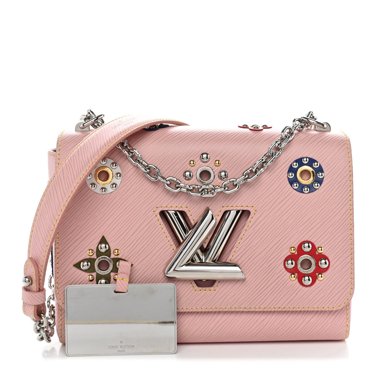 Epi Mechanical Flowers Twist Shoulder Bag MM Rose Ballerine