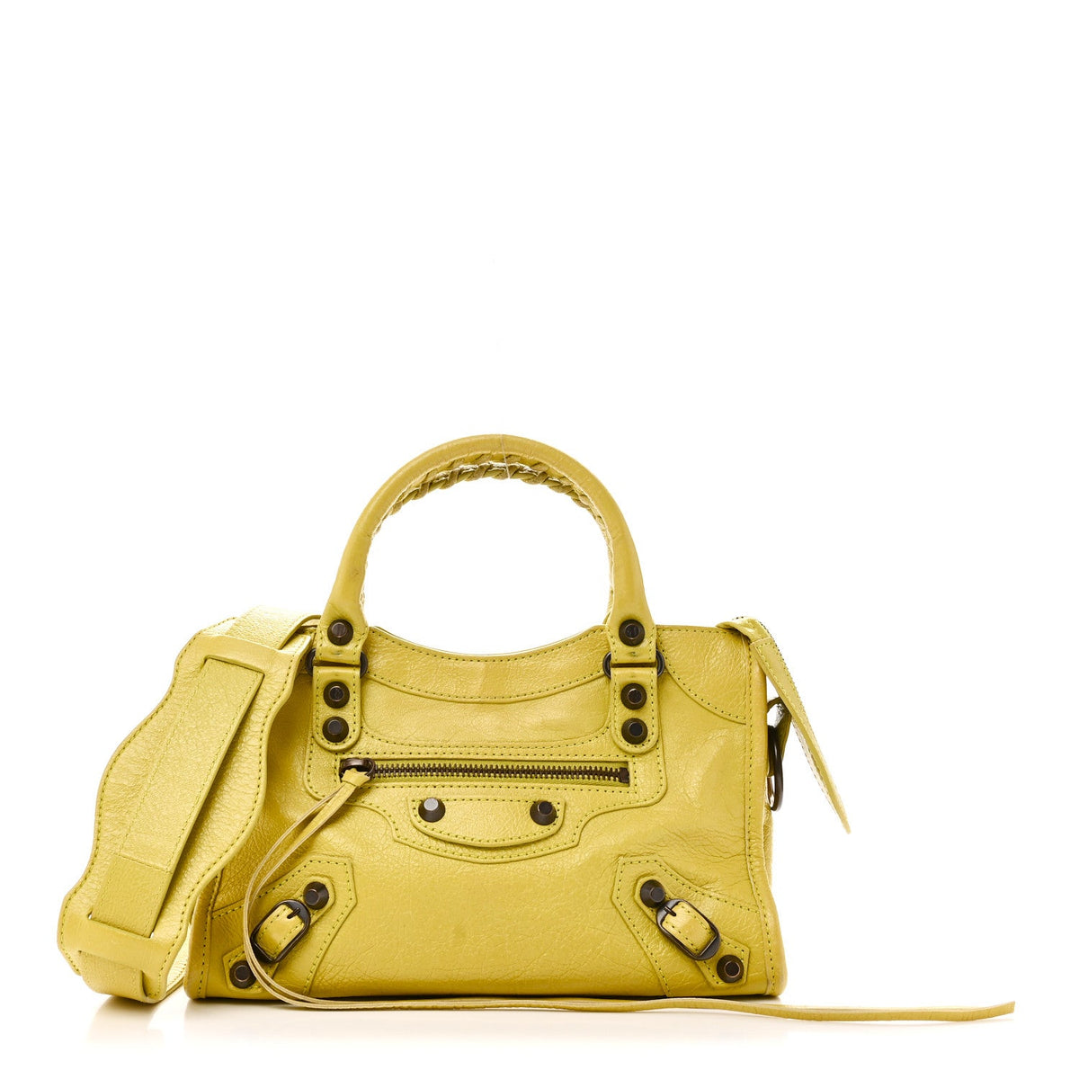 Agneau Classic Silver Hardware Mini City Jaune Poussin
