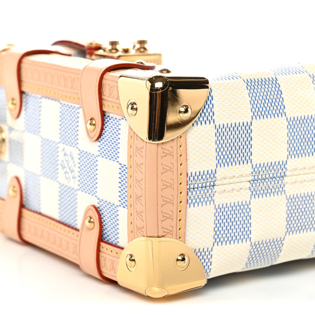 Damier Vernis Side Trunk MM Celeste Blue