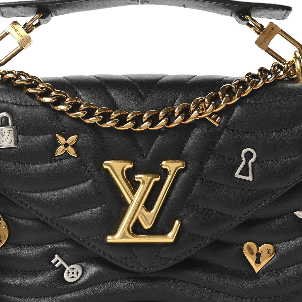 Calfskin Love Lock New Wave Chain MM Black