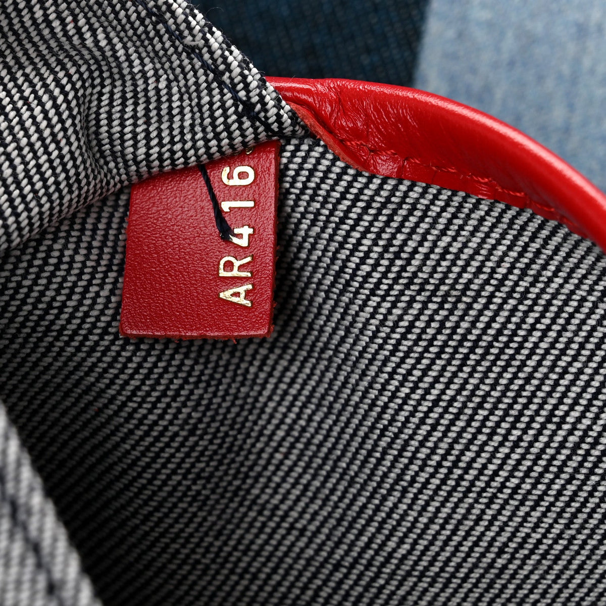 Denim Damier Monogram Patchwork Neverfull Blue Rouge