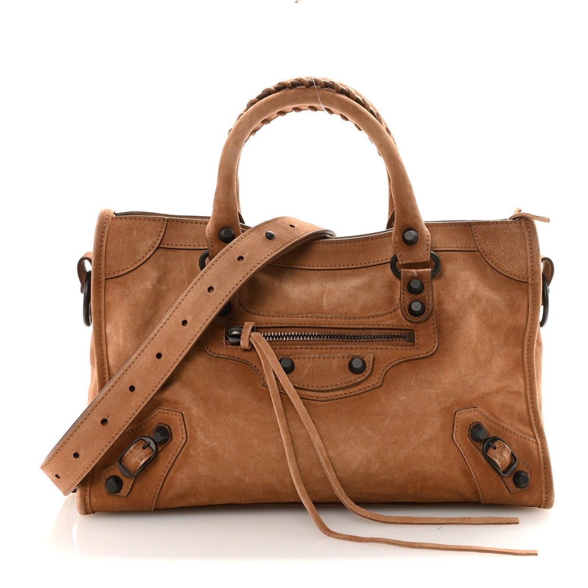 Waxed Suede Calfskin Classic Hardware Small Le City Camel