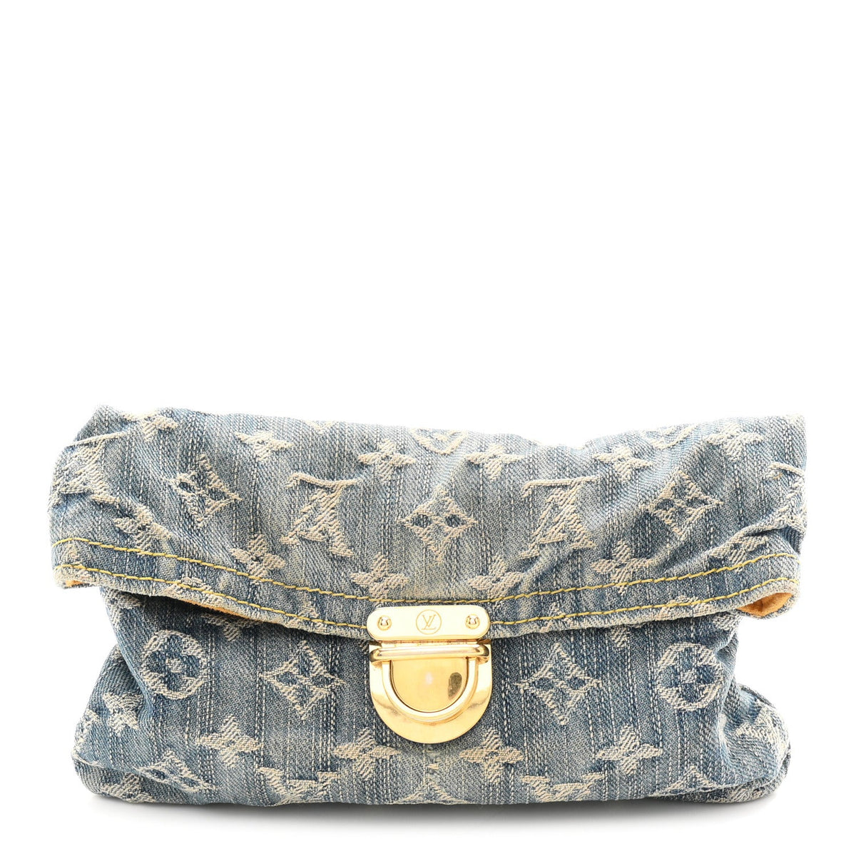 Monogram Denim Pochette Plat Clutch Blue