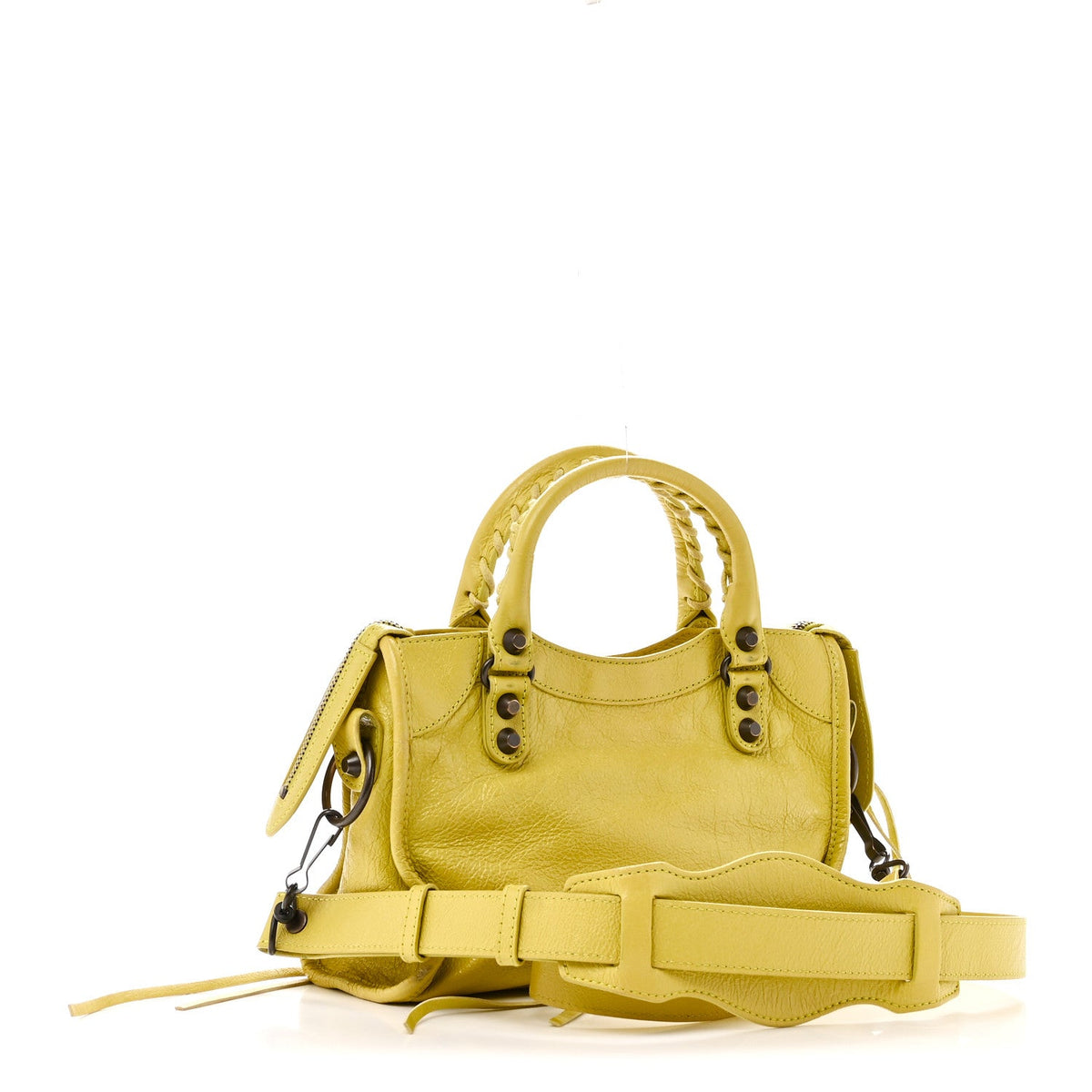 Agneau Classic Silver Hardware Mini City Jaune Poussin