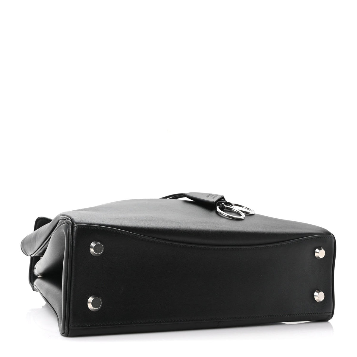 Natural Smooth Calfskin Medium Rodeo Top Handle Handbag Black