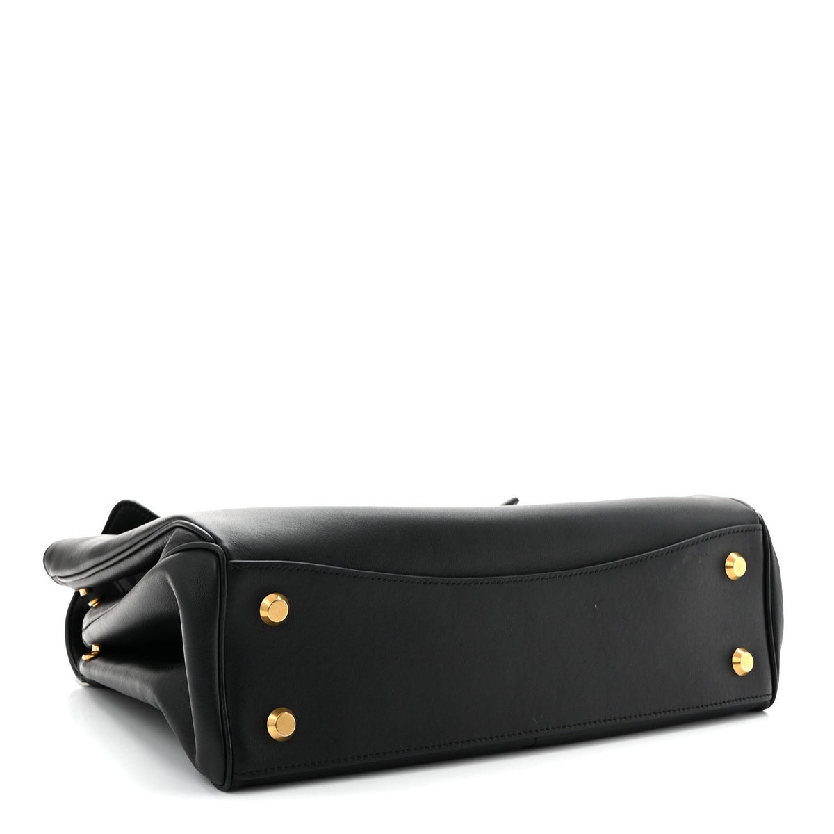 Natural Smooth Calfskin Medium Rodeo Top Handle Handbag Black