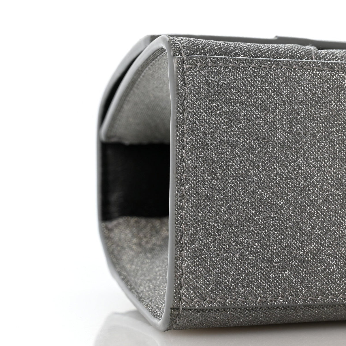 Glitter Fabric Hourglass Top Handle Bag XS Grey