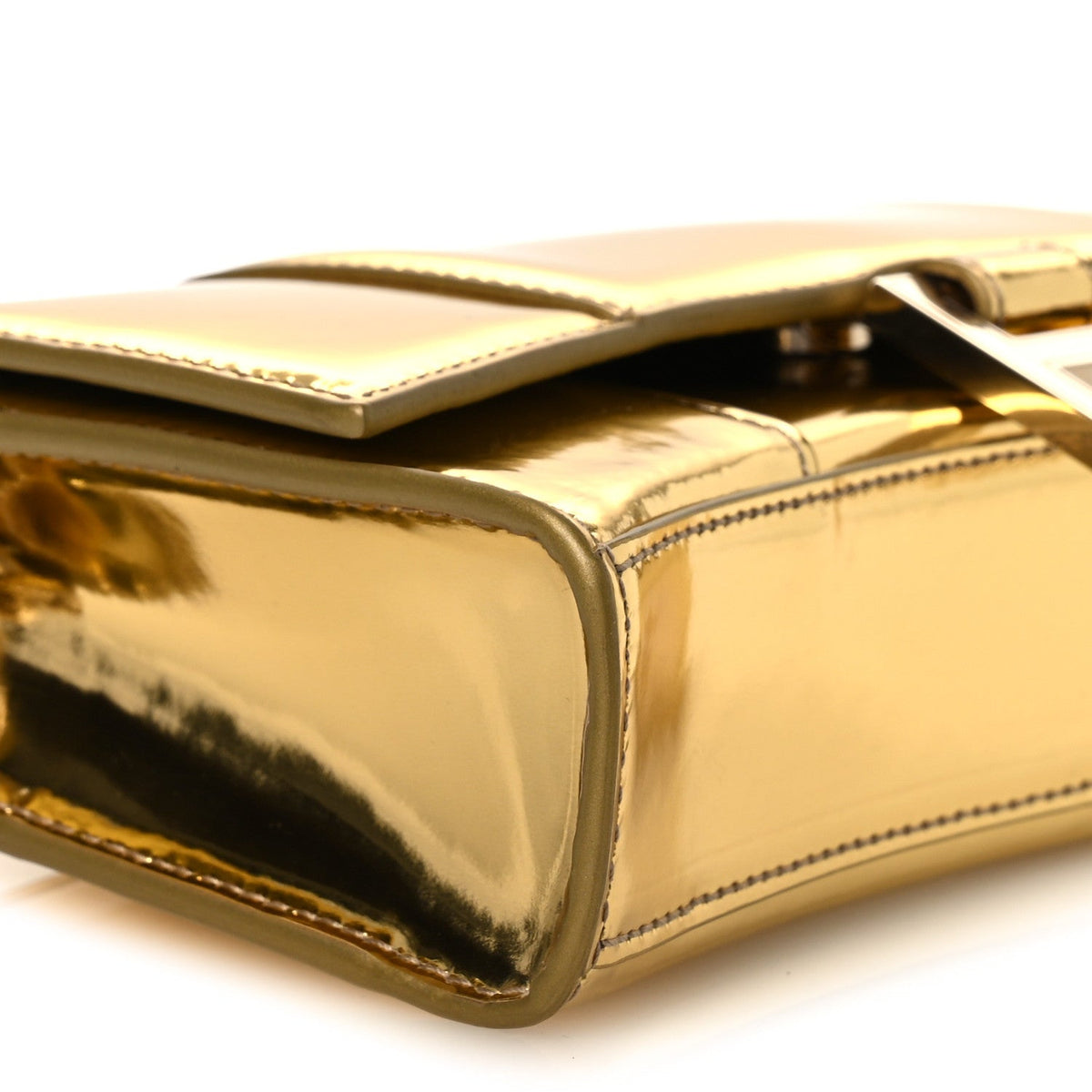 Mirror Calfskin Hourglass Chain Bag Gold