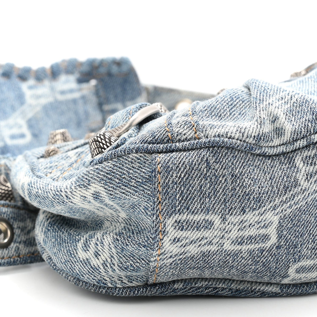 Bleached Denim BB Monogram Le Cagole Shoulder Bag XS Blue