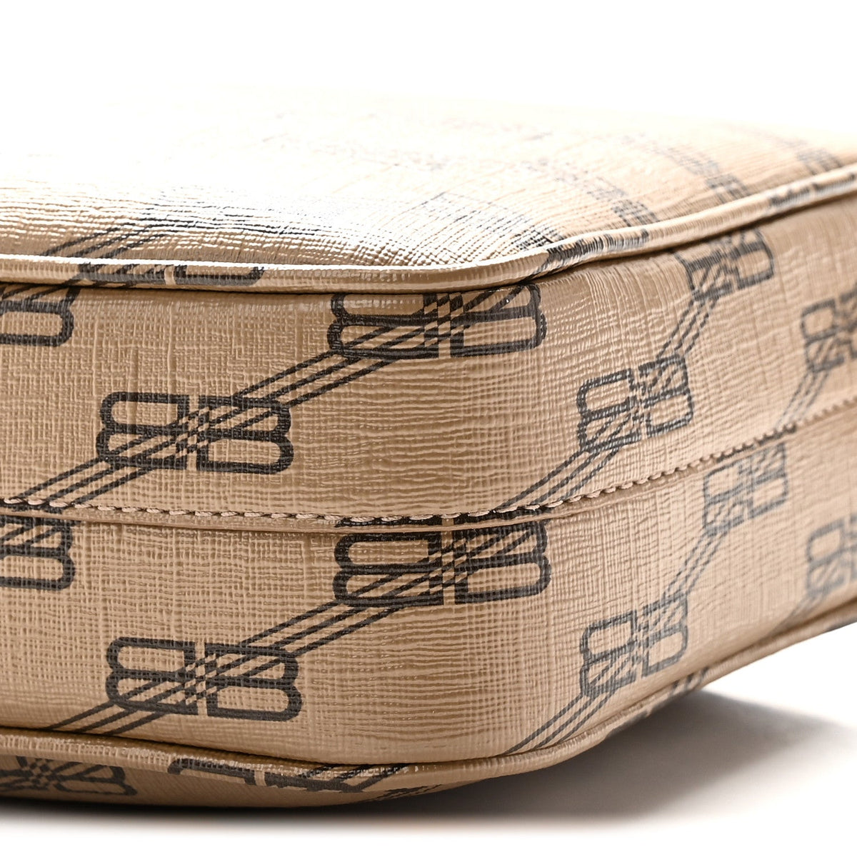 Coated Canvas BB Monogram Medium Signature Camera Bag Beige Brown