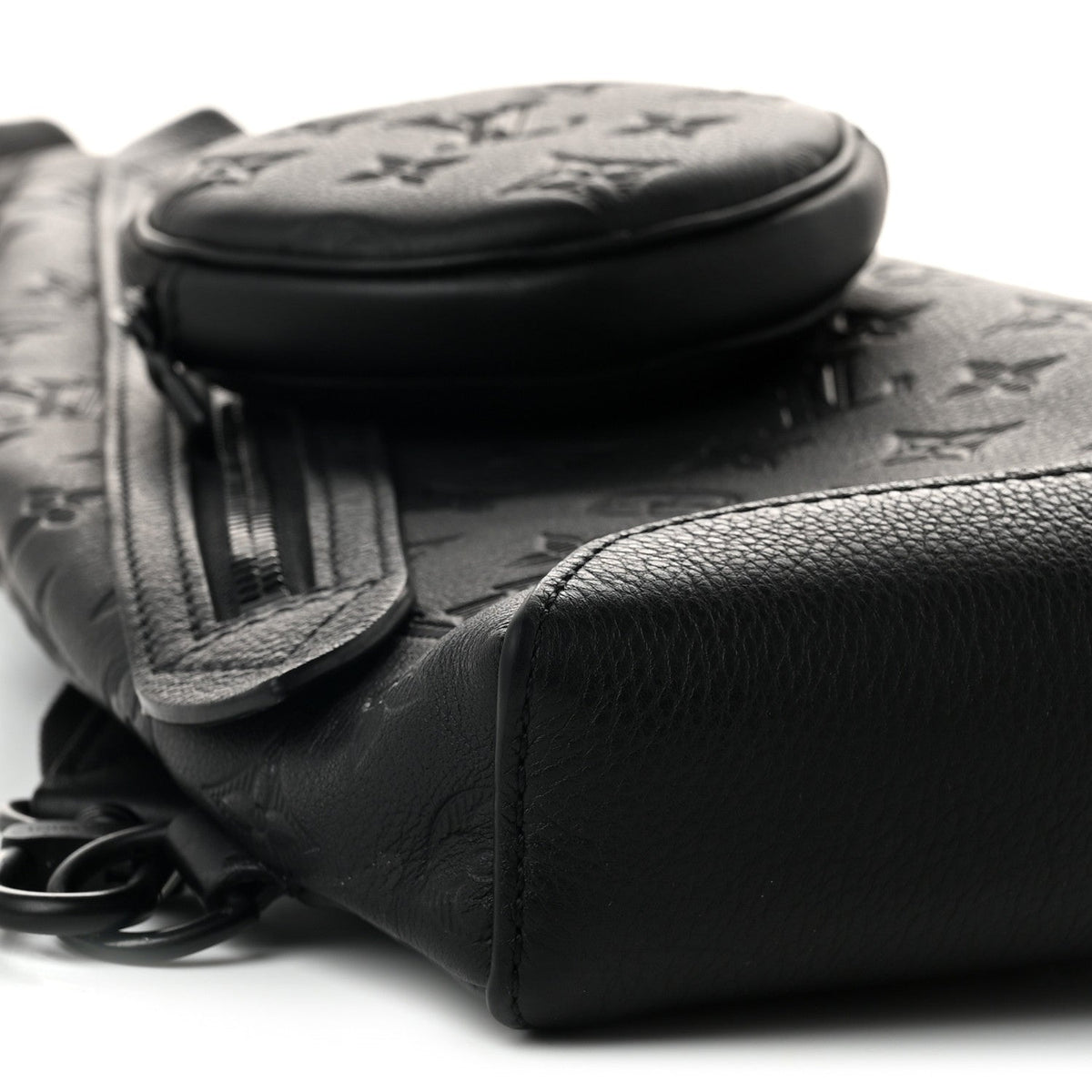 Calfskin Shadow Monogram Duo Slingbag Black